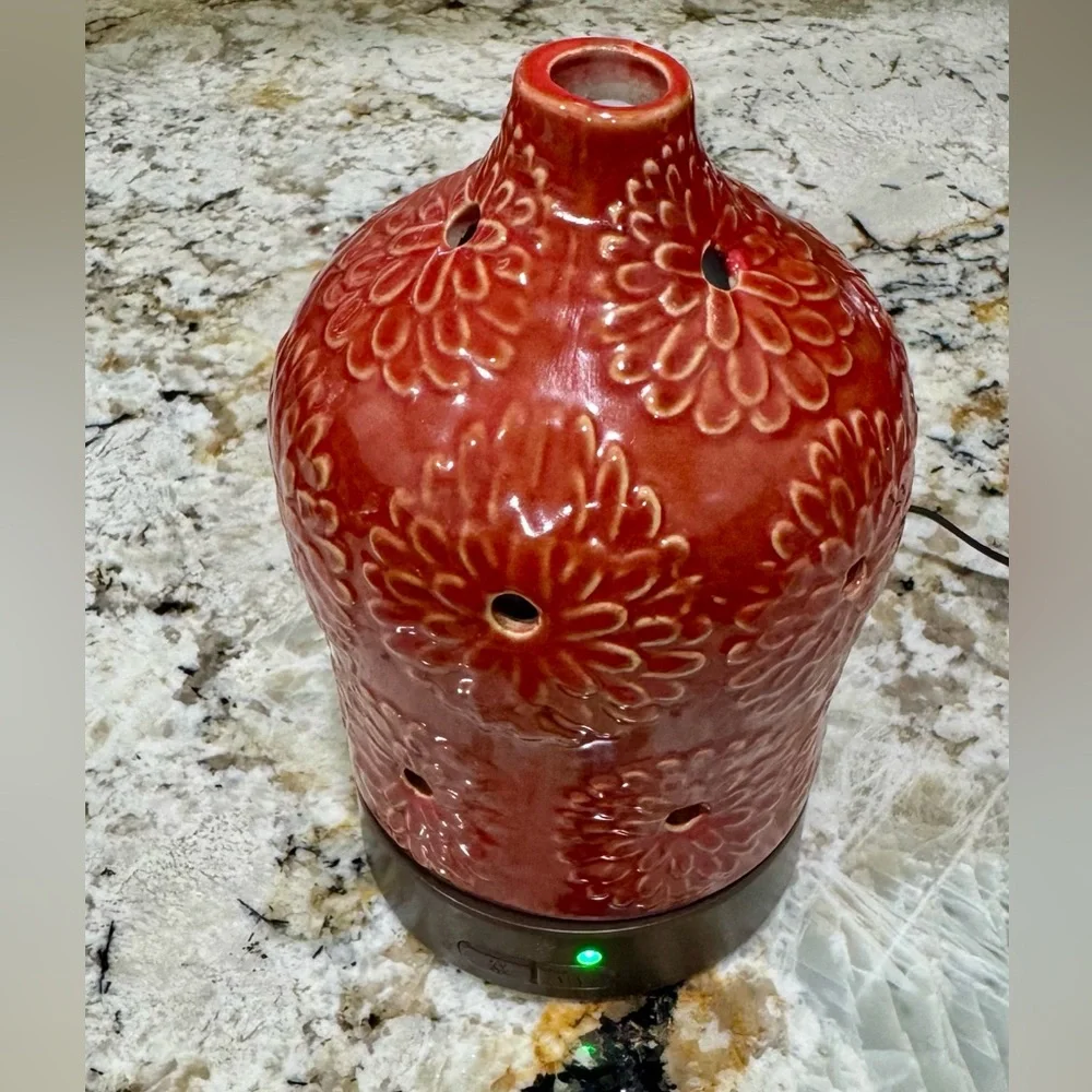 Rust Ceramic Floral Lantern Essential Oil Ultra Sonic Aromatherapy Diffuser